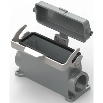 Housing, size HB24, die-cast aluminum, PG21, angled, clip locking, IP65, T1660243121-000 - 1