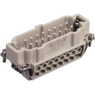 Pin contact insert, H-B 16, 16 pole, equipped, screw connection, T2040162101-001 - 1