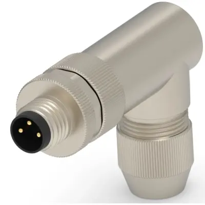 Circular connector, 3 pole, screw connection, screw locking, angled, T4013019031-000 - 1