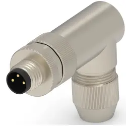 Circular connector, 3 pole, screw connection, screw locking, angled, T4013019031-000