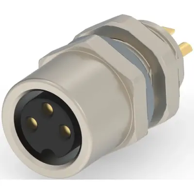 Circular connector, 3 pole, solder cup, screw locking, straight, T4033014031-000 - 1