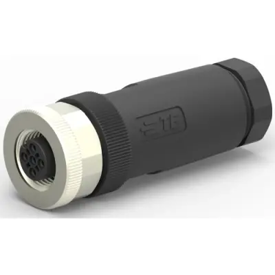 Circular connector, 3 pole, screw connection, screw locking, straight, T4110002031-000 - 1