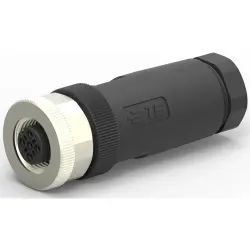 Circular connector, 3 pole, screw connection, screw locking, straight, T4110002031-000