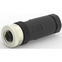 Circular connector, 2 pole, screw connection, screw locking, straight, T4110402021-000