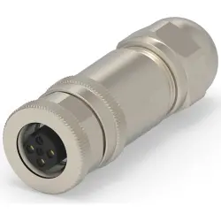 Circular connector, 3 pole, screw connection, screw locking, straight, T4110411031-000