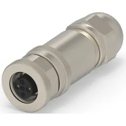 Circular connector, 2 pole, screw connection, screw locking, straight, T4110412021-000