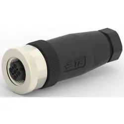Circular connector, 5 pole, screw connection, screw locking, straight, T4110501051-000
