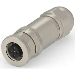 Circular connector, 5 pole, screw connection, screw locking, straight, T4110511051-000