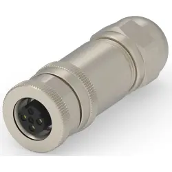 Circular connector, 3 pole, screw connection, screw locking, straight, T4110512031-000