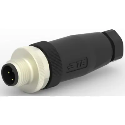 Circular connector, 2 pole, screw connection, screw locking, straight, T4111001031-000 - 1