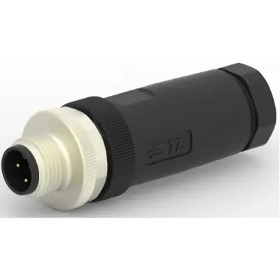 Circular connector, 4 pole, screw connection, screw locking, straight, T4111402041-000 - 1
