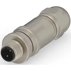 Circular connector, 2 pole, screw connection, screw locking, straight, T4111411021-000