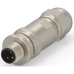 Circular connector, 3 pole, screw connection, screw locking, straight, T4111411031-000