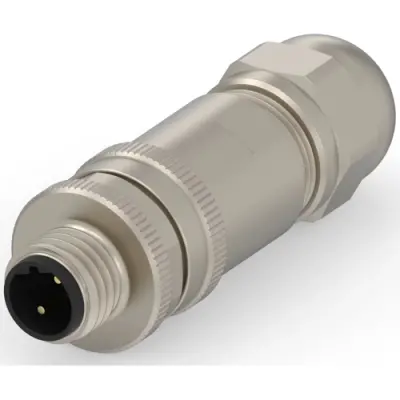 Circular connector, 2 pole, screw connection, screw locking, straight, T4111412021-000 - 1