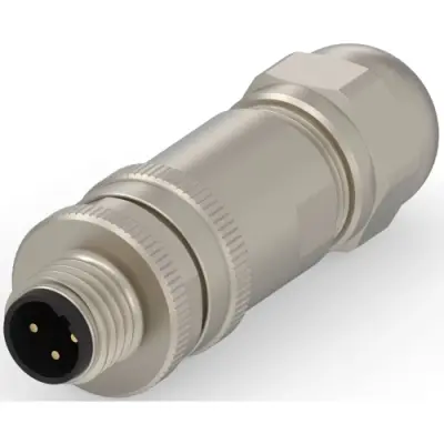 Circular connector, 3 pole, screw connection, screw locking, straight, T4111412031-000 - 1