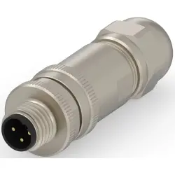 Circular connector, 3 pole, screw connection, screw locking, straight, T4111412031-000