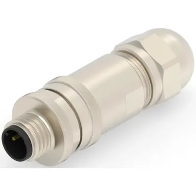 Circular connector, 2 pole, screw connection, screw locking, straight, T4111511021-000 - 1