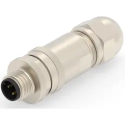 Circular connector, 3 pole, screw connection, screw locking, straight, T4111512031-000