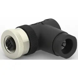 Circular connector, 2 pole, screw connection, screw locking, angled, T4112002021-000