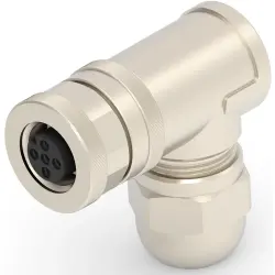 Circular connector, 2 pole, screw connection, screw locking, angled, T4112011021-000
