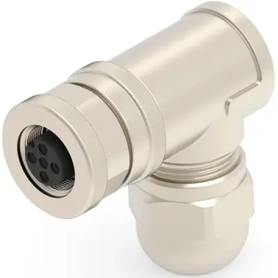 Circular connector, 3 pole, screw connection, screw locking, angled, T4112012031-000 - 1