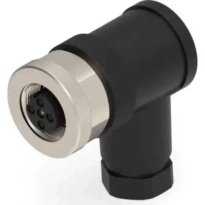 Circular connector, 2 pole, screw connection, screw locking, angled, T4112401021-000 - 1