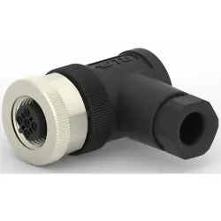 Circular connector, 3 pole, screw connection, screw locking, angled, T4112401031-000