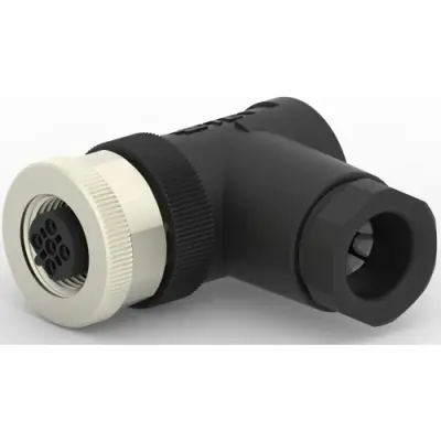 Circular connector, 3 pole, screw connection, screw locking, angled, T4112402031-000 - 1