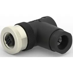 Circular connector, 3 pole, screw connection, screw locking, angled, T4112402031-000