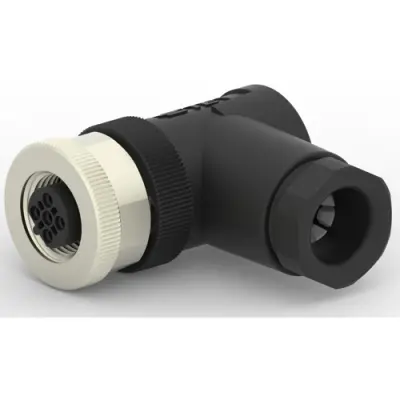 Circular connector, 4 pole, screw connection, screw locking, angled, T4112402041-000 - 1