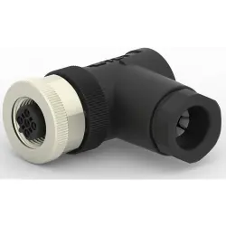 Circular connector, 4 pole, screw connection, screw locking, angled, T4112402041-000