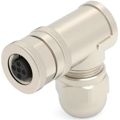 Circular connector, 3 pole, screw connection, screw locking, angled, T4112411031-000 - 1