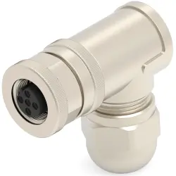 Circular connector, 3 pole, screw connection, screw locking, angled, T4112411031-000