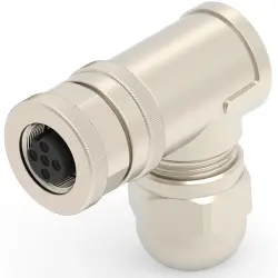 Circular connector, 2 pole, screw connection, screw locking, angled, T4112412021-000