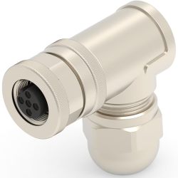 Circular connector, 3 pole, screw connection, screw locking, angled, T4112412031-000