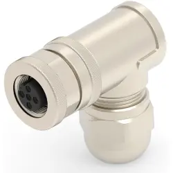 Circular connector, 4 pole, screw connection, screw locking, angled, T4112412041-000