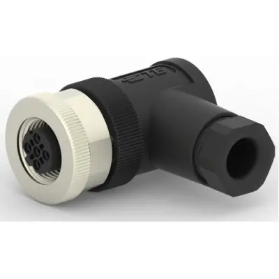 Circular connector, 2 pole, screw connection, screw locking, angled, T4112501021-000 - 1