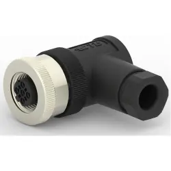 Circular connector, 2 pole, screw connection, screw locking, angled, T4112501021-000