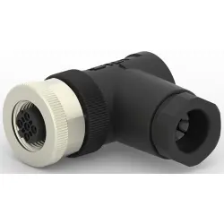 Circular connector, 5 pole, screw connection, screw locking, angled, T4112502051-000