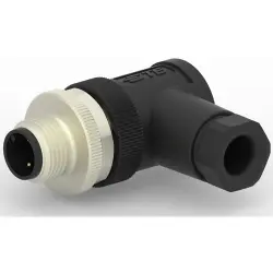 Circular connector, 3 pole, screw connection, screw locking, angled, T4113001031-000