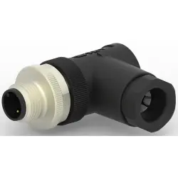 Circular connector, 2 pole, screw connection, screw locking, angled, T4113002021-000