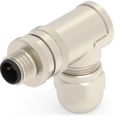 Circular connector, 2 pole, screw connection, screw locking, angled, T4113011021-000 - 1