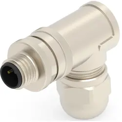 Circular connector, 2 pole, screw connection, screw locking, angled, T4113011021-000