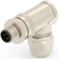 Circular connector, 3 pole, screw connection, screw locking, angled, T4113011031-000