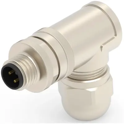 Circular connector, 3 pole, screw connection, screw locking, angled, T4113011031-000 - 1