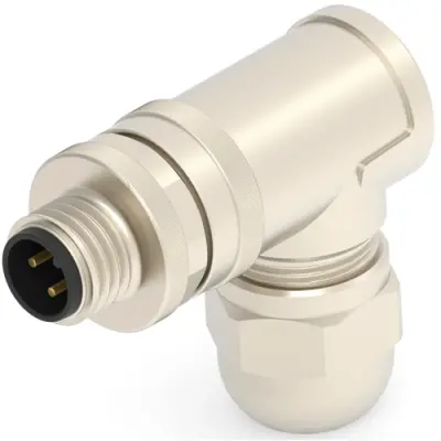 Circular connector, 3 pole, screw connection, screw locking, angled, T4113012031-000 - 1