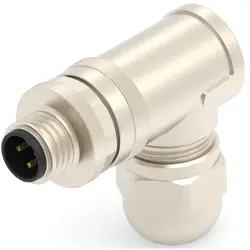 Circular connector, 3 pole, screw connection, screw locking, angled, T4113411031-000