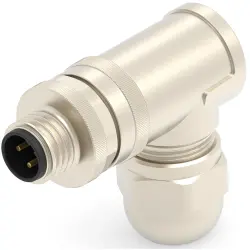 Circular connector, 3 pole, screw connection, screw locking, angled, T4113412031-000
