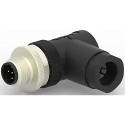 Circular connector, 5 pole, screw connection, screw locking, angled, T4113502051-000