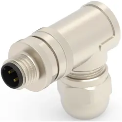 Circular connector, 3 pole, screw connection, screw locking, angled, T4113511031-000